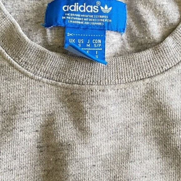 Adidas Premium Essentials Crew Pullover Sweater Light Gray Zip Up Pockets - Picture 6 of 15